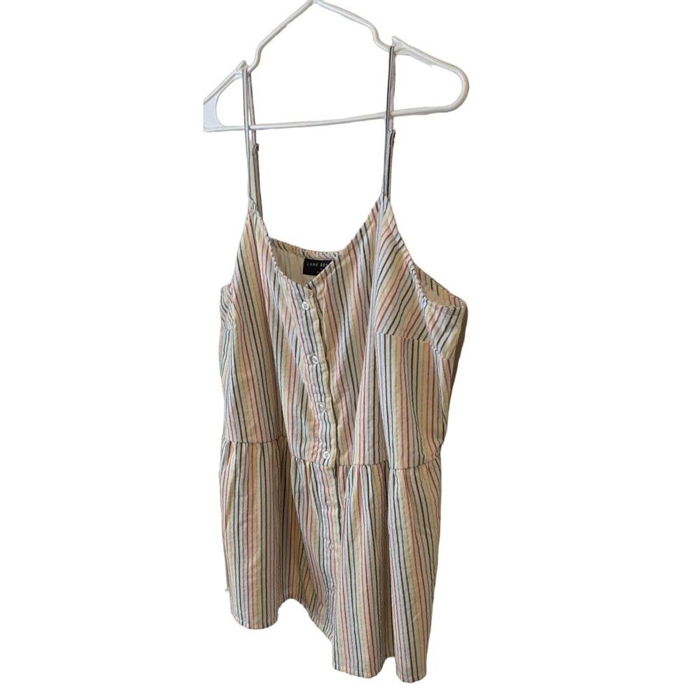 LANE BRYANT Spaghetti-Strap Button Front Striped Babydoll Top Sz 24 NEW WITH TAG